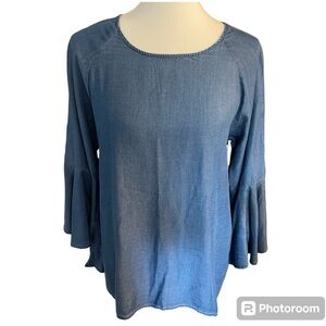 Denim Bell Sleeve Top by Lauren Conrad NWT
